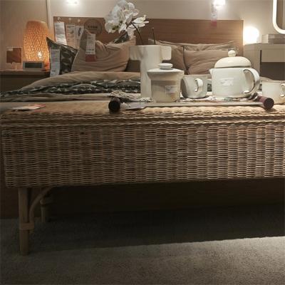 China Sustainable High Quality Handmade Wooden Rattan Bench Storage Yard for sale