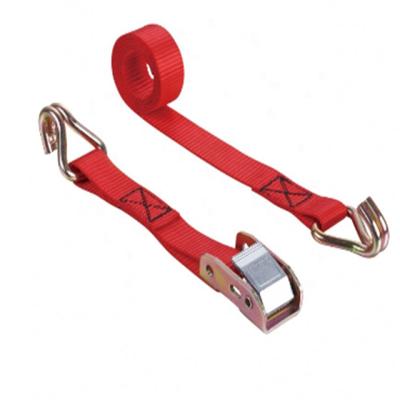 China Cargo Lashing Motorcycle 1inch Nylon Cam Buckle Tie Down Lashing Strap With S Hooks for sale