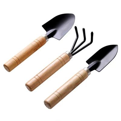 China New Chinese Style Mini Garden DIY Tools Shovel Factory Soil Shovels and Harrow High Quality Wood Trowel 3 Pieces Kindergarten Tools for sale