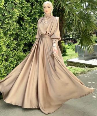 China custom muslim satin Modest Wedding Party Prom Evening Maxi Dress For Ladies from Dubai Anti-wrinkle wear muslim manufacturers for sale