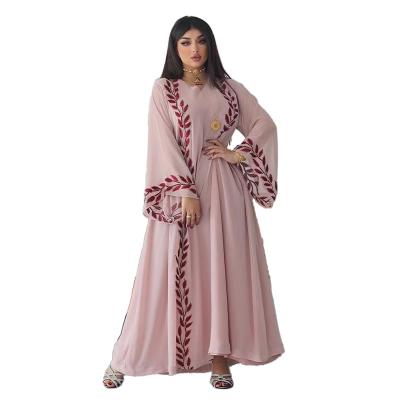 China Polyester/Spandex Factory Price Embroidery Muslim Dress With Abaya Long Scarf Moroccan Kaftan Long Robes Ethnic Clothing Modest Evening Islamic Dress for sale