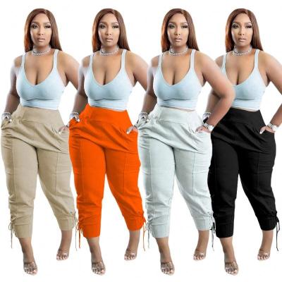 China 2022 Women's Loungewear QUICK DRY Trouser Pants Solid Color Drawstring Casual Elastic Long Pants for sale