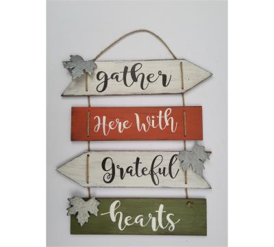 China ALL Rustic Unique Gather Here With Grateful Foldable Wood Craft Heart Home Decor Plaque for sale