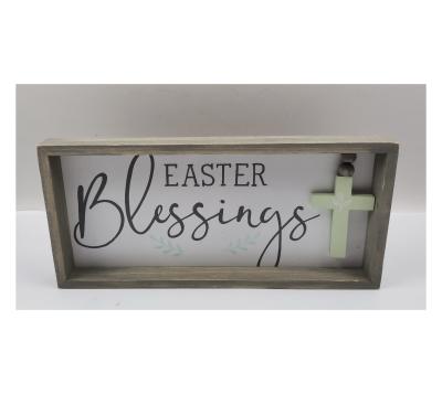 China Religious Happy Easter Wooden Wall Sign Decoration Easter Blessing for sale