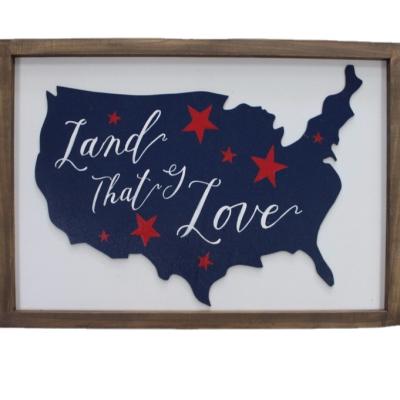 China USA DECOR RWB WOOD Decoration USA Map Frame Wall Hanging Wood Sign for sale