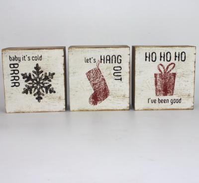 China All Wooden Blocks Christmas Wood Decor Table Funny Rustic Wood Decor for sale