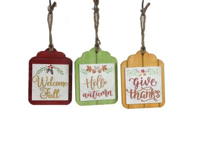 China Other Autumn Woodland MDF Thanksgiving Text Tag Ornaments Printed for sale