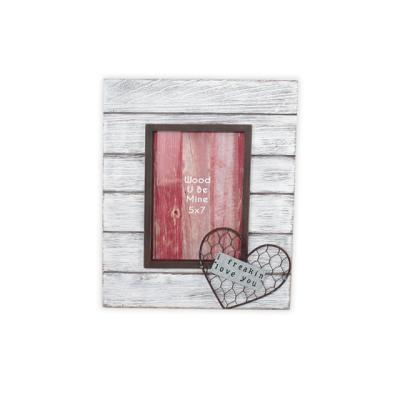 China Other Of Valentine's Day Home Decor Bedroom Decoration Wooden Picture Frame With Iron Heart for sale