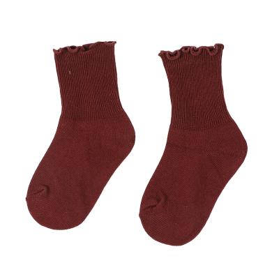 China Breathable Breathable Children Solid Color Wooden Ears Hits Double Needle Baby Suck Breathined Sweat Stockings for sale