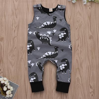 China Polyester/Cotton Polyester/Cotton 0-18 Months Baby Toddler Clothes Baby Boy Cotton Rompers 100% Wholesale Gray Dinosaur Printed Jumpsuit Clothing for sale