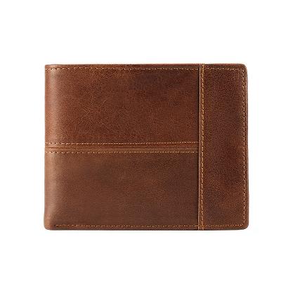 China High quality men's wallet three-fold horizontal section main leather bag European-American retro style leather short wallet for sale