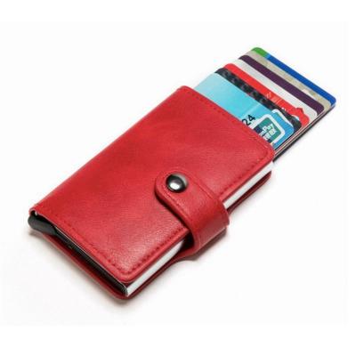 China Fashion Anti Theft Brush RFID Card Bag Metal WALLET Bank Card Holder for sale