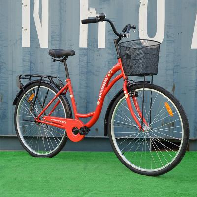 China FINESTARRY steel bikes 2022 carbon steel frame cheap city bike for women 28 inch coaster brake city bicycle for sale