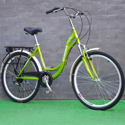 China Steel High Quality Lady Bikes City Bicycle Custom Double V Brakes Carbon Steel Cycle Comfortable 26 Inch Adult City Bike for sale