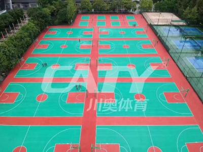 China Synthetic Yuzz Semi Prefabricated Court PU Flooring For Badminton / Basketball for sale