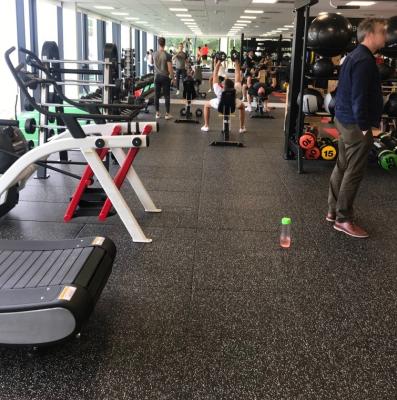 China Hoge schokdemperatie glad oppervlak Gym Rubber vloermatten voor Personal Training Studio Te koop