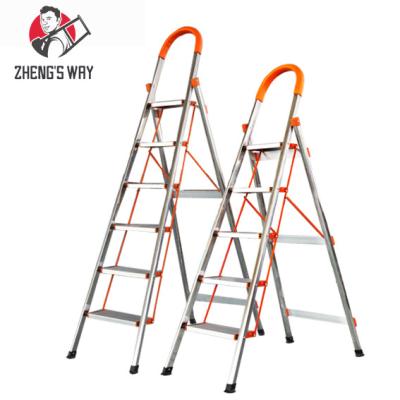 China Folding Ladders Fold Safe Scissor Stainless Steel Safety Ladder Platform Home Rungs for sale