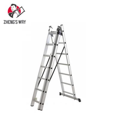 China Folding ladders 2m, 2.6m, 3.2m, 3.8m, 4.1m, 4.4m 3 section extension loft aluminum telescopic ladder for sale