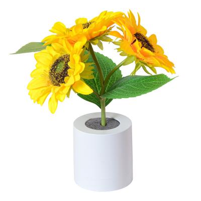 China Rustic Rechargeable Sunflower Led Small Simulation Night Lamp Bedroom Bedside Decoration Mood Light Birthday Gift For Girls for sale