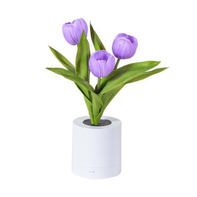 China Small Tulip Night Lamp INS Mood Light Rustic Rechargeable Led Girly Table Lamp Bedroom Dormitory Room Bedside Table Lamp for sale