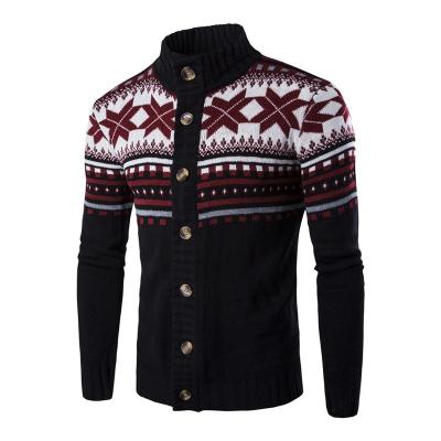 China New Christmas Snowflake Jacquard Breathable Knitted Casual Sweaters Christmas Homewear Plus Size Men's Cardigan for sale