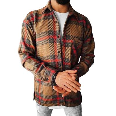 China Autumn New Men's Long Sleeve Anti-wrinkle And Plaid Spring Printing Shirt Color Matching Cardigan Men for sale