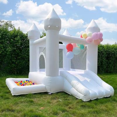 China Bouncy House Wedding White Inflatable PVC Family Party Bounce Castle Wedding Bouncer Wedding Castle Bounce House For Kids for sale