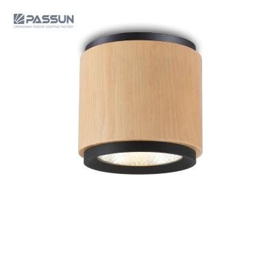 China Passun outdoor downlight 265v light home surface mounted desk light 12w body wooden led lamp hotel downlight for sale