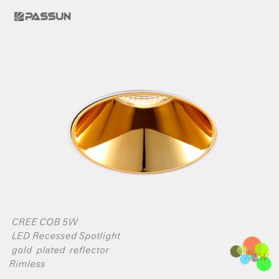 China PASSUN indoor lighting round cob led floodlights IP20 rimless with gold plated reflector for sale