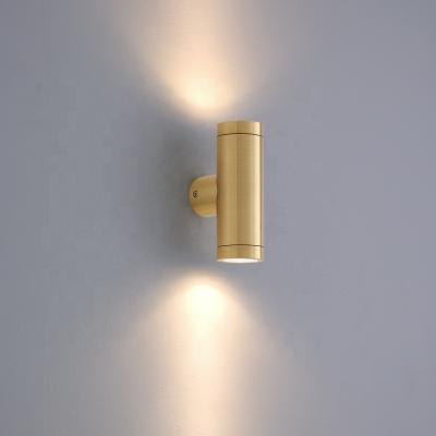 China Wall Mounted Outdoor Lights Outdoor Lighting Led 2x3w Through Wall Brass Lights Modern Decorative Outdoor Garden Fancy Led Wall Light for sale