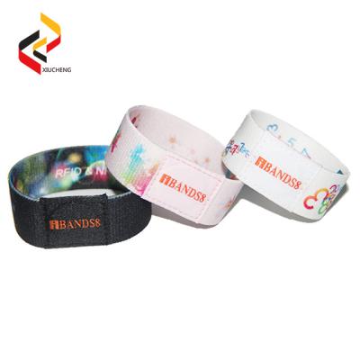 China Custom passive elastic fabric / NFC waterproof RFID stretch wristband / woven wristband for events for sale