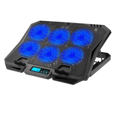 China Good quality hot sale 2023 adjustable fashion COOL with 6 LCD display strong and large laptop fans cooler stand for sale