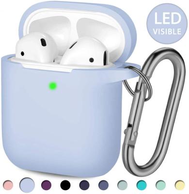 China For Earphone Front LED Visible Shockproof Soft Silicone Case For AirPods Case Cover Device Compatible For Apple AirPods1/2 for sale