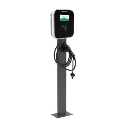 China Wall Mounted Smart EV Charger Type2 AC Charging Station Silver 5m Cable 7.4-11-22KW for sale