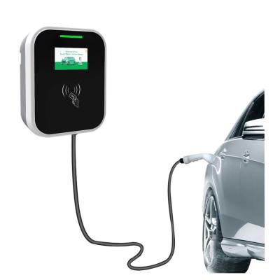 China 22KW Smart Wall Mount EV Charger with 2.8 Color Display and 5M Type 2 Cable for sale