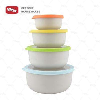 China Sustainable Colored Plastic PP Mixing Bowl Set Salad Bowl Set With Transparent Lid for sale