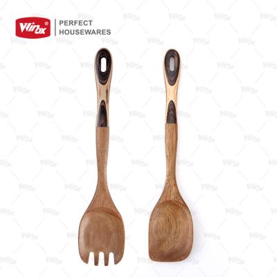 China Viable Custom Wholesale Kitchen Utensils Set Accessories Wooden Kitchenware Cooking Tool Kits Acacia Wood Kitchen Tool for sale