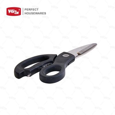 China Universal Kitchen Shear Durable Chip Multi-fuction Scissors Kitchen Can Opener Bottle Opener Black Shear Kitchen Scissors for sale