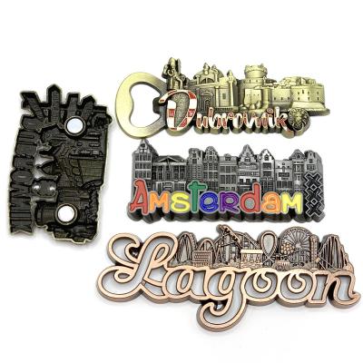 China Customized Eco Friendly 3d Souvenir Fridge Magnet Bottle Opener Metal Fridge Tourist Magnets for sale