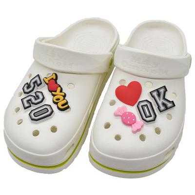 China Custom Hinder Charm Customized New High Quality Letter And Number PVC Shoes Accessories Rubber Shoe Charms Decoration For Kids Shoe for sale