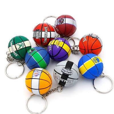 China Fashional souvenir gifts wholesale custom logo customized keychains mini basketball player 3d ball high quality leather plastic ball keychains for sale