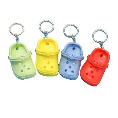 China Popular Hot Selling Holland Style EVA Cartoon Shoes Mini Handmade Plastic Croc 3d Shoe Key Chain Keychains for sale