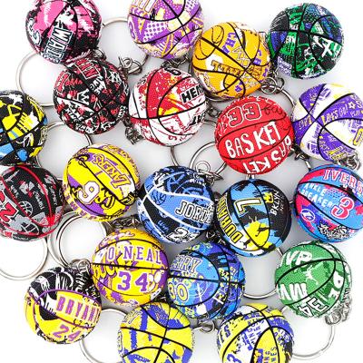 China Fashional Souvenir Gifts Factory Custom Mini Basketball Key Chain Denver PU Ball Plastic Key Ring for sale