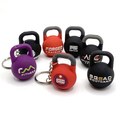 China Custom High Quality Barbell Promotion Gift Factory Promotion Gift Factory Kettlebell PVC Gym Equipment Key Chain Rubber Keychains Rubber Keychains for sale