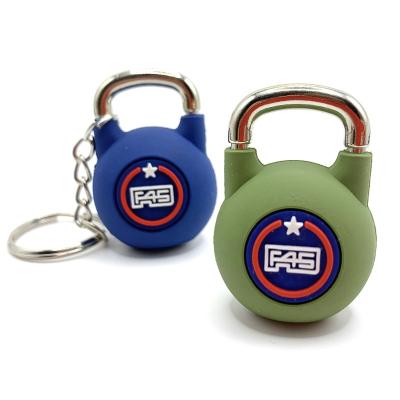 China Wholesale Barbell Kettlebell Dumbbell Promotion Gift 2D Shape 3D Rubber Key Chain Customized Kettlebell Keychain Fitness Gym Sports Keychains for sale