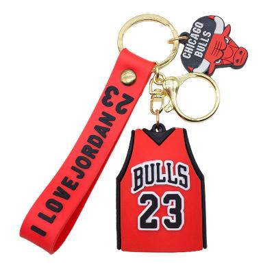 China Wholesale Custom Promotion Gift Soccer T-shirt Basketball Key Chain 3d Rubber Keychains for sale