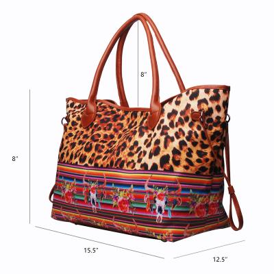 China Other USA Warehouse Women's Leopard Canvas Tote Bag Women Shopping Handbag DOM-1021226 for sale