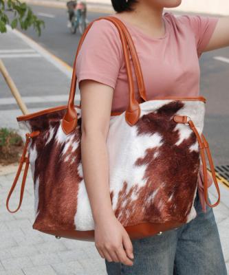 China Wholesale Fashion Brown Cowhide Monogram Weekend Bags Scare Animal Print Tote For Girl for sale