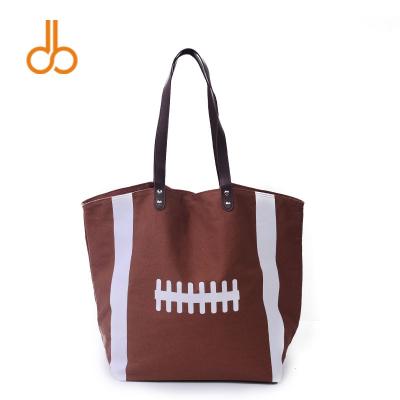 China Fashion Embroidery Football Tote Canvas Bags With Custom Print Wholesale Sports Unique Custom Women Shopping Handbags DOM14 for sale