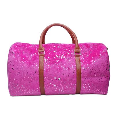 China Hot Sale Flannel Women's Handbag Hot Sale Tote Bag Sequined Yoga Pink Acid Women Stitched Duffel Bag For Traveling for sale